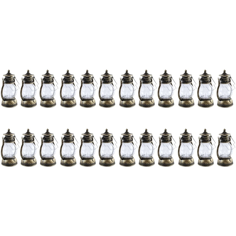 

24 Pcs Mini Lantern Decorative With LED Candle Vintage Lantern Hanging Candle Lanterns Battery Operated Lantern Copper