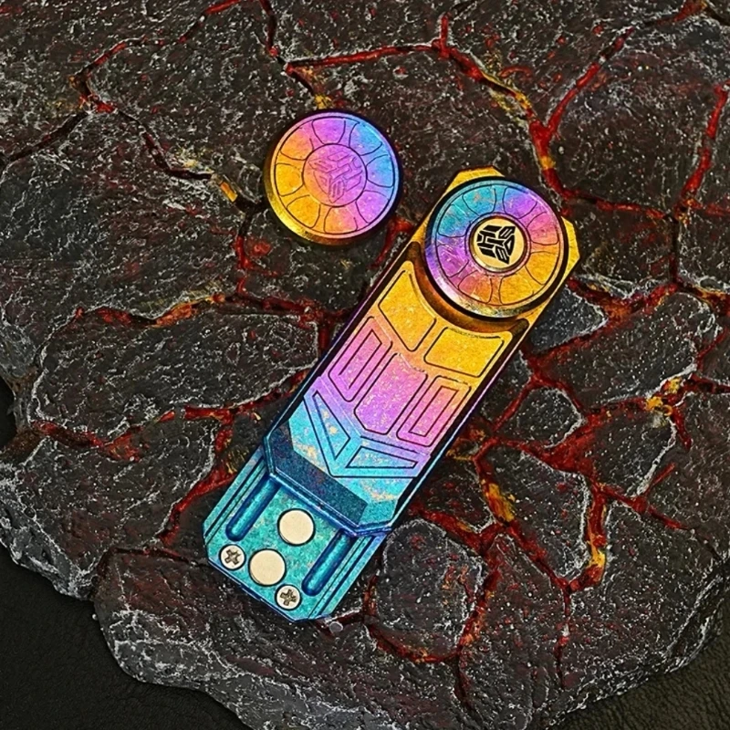 아이스 크리스탈 티타늄 합금 튜닝 포크 푸시 카드 슬라이더 Fidget Spinner 마그네틱 래칫 로터 감압 손가락 EDC 장난감