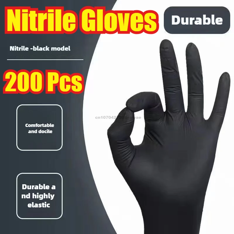 Kitchen Gloves Disposable Nitrile Latex Gloves Black Washing Tableware Housework Car Industry Gardening Pet Care Cooking