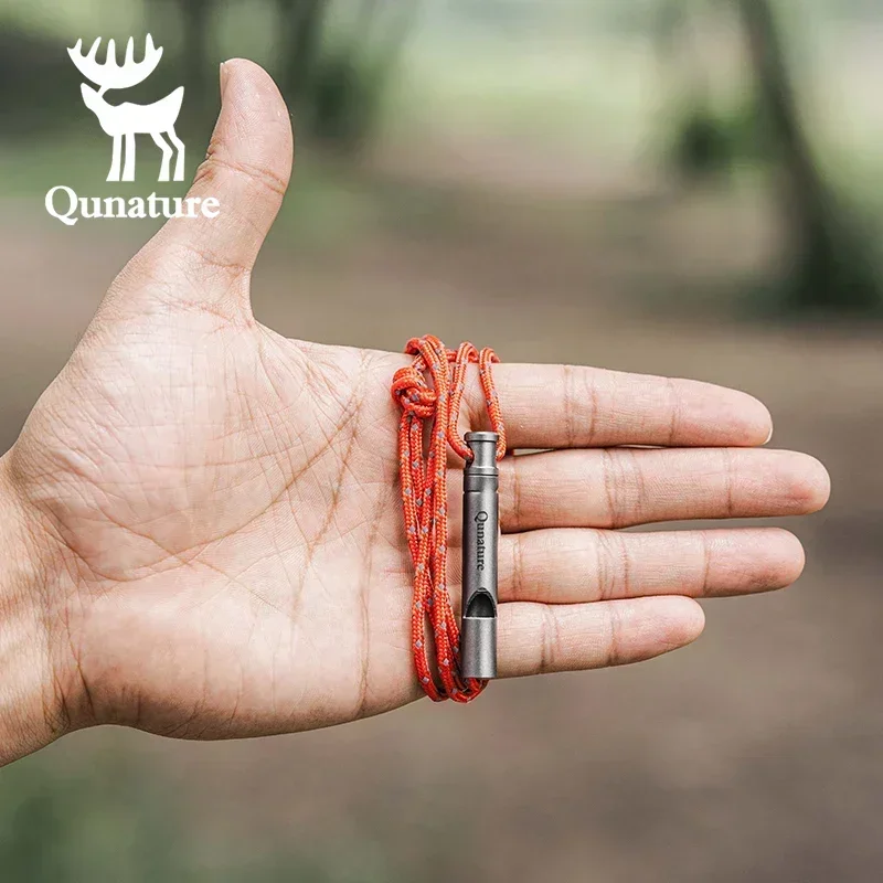 Qunature Portable Whistle Backpack Camping Hiking Survival Whistle Outdoors Tools Pure Titanium 1pcs Emergency Gear