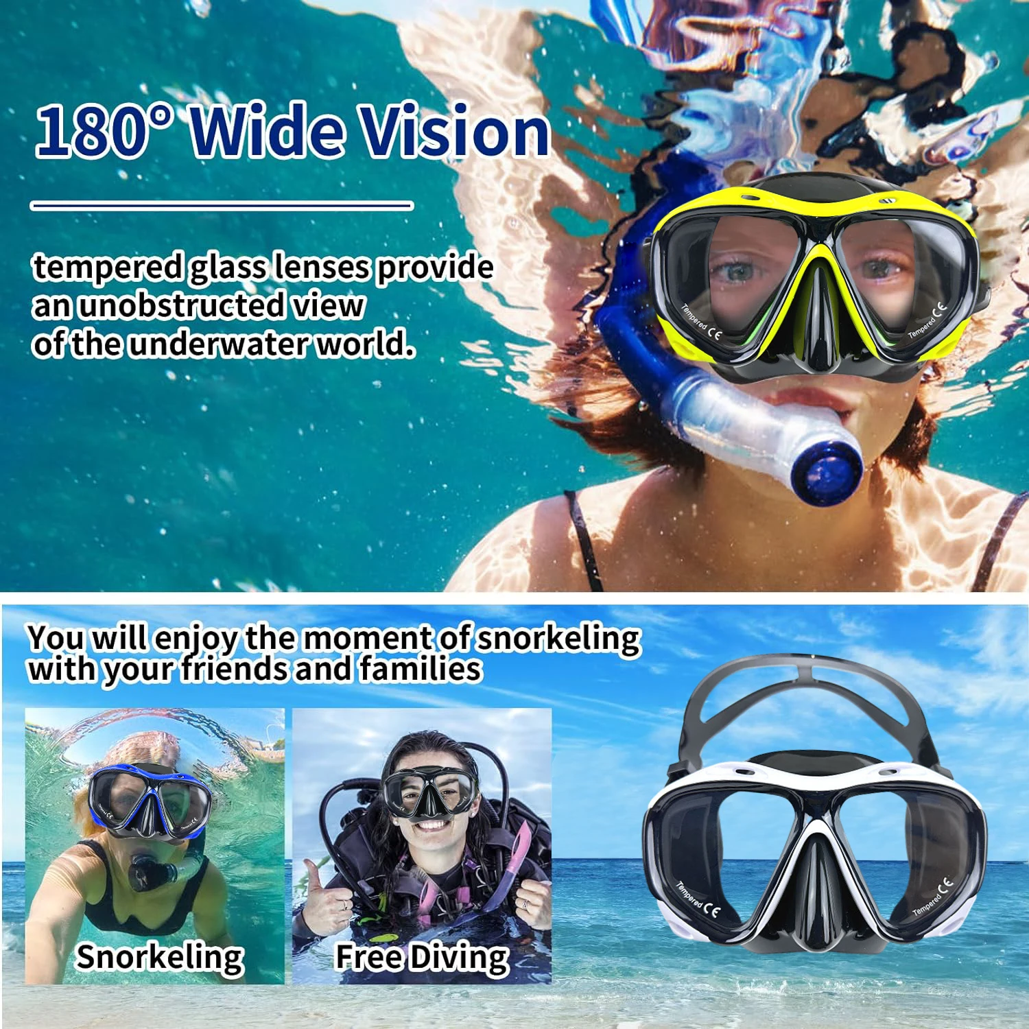Premium Adult Swimming Goggles - Crystal Clear Tempered Glass Lenses, Waterproof & Anti-Fog, For Comfortable All-Day Swimming 6