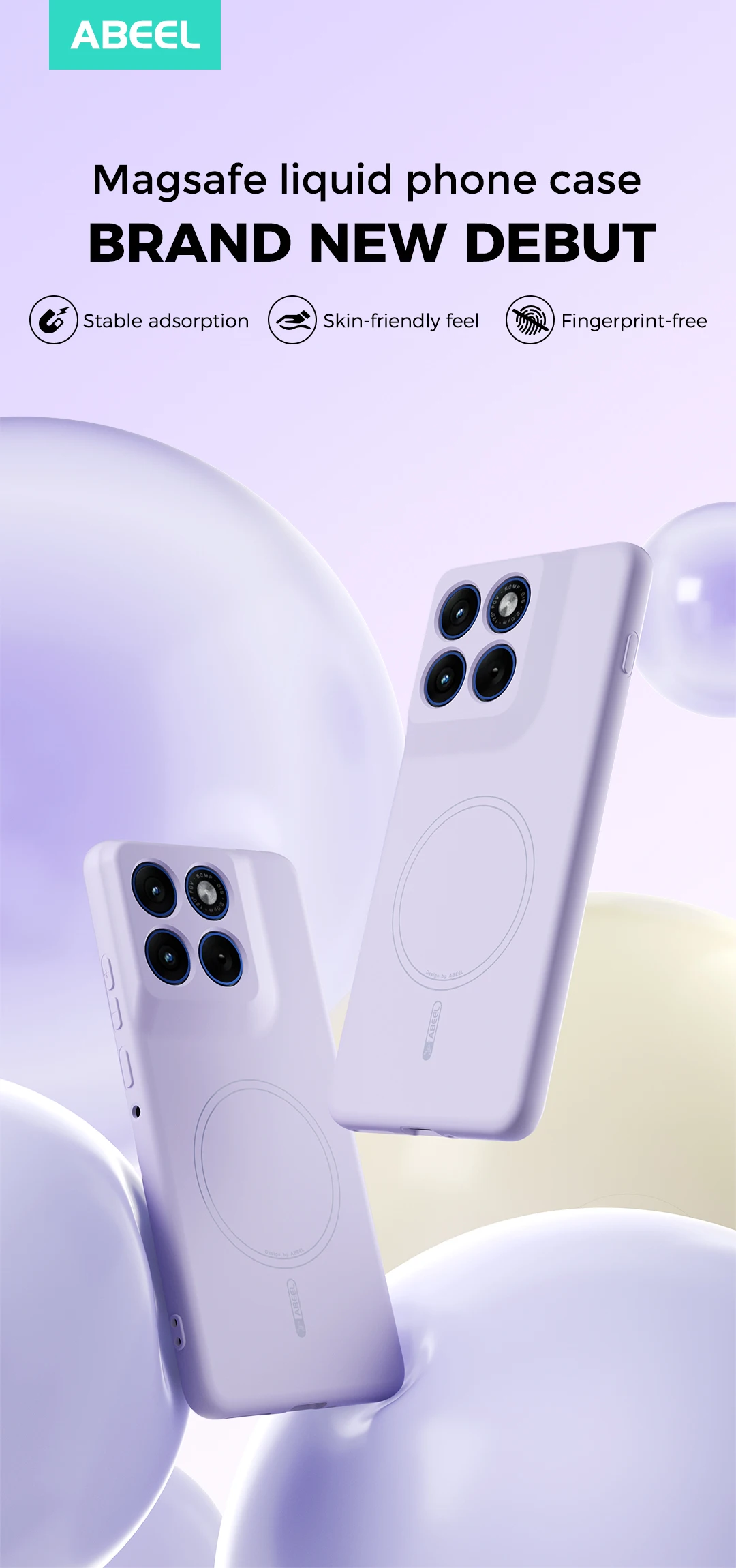 Magnetic Wireless Liquid Silicone Case with Microfiber Lining