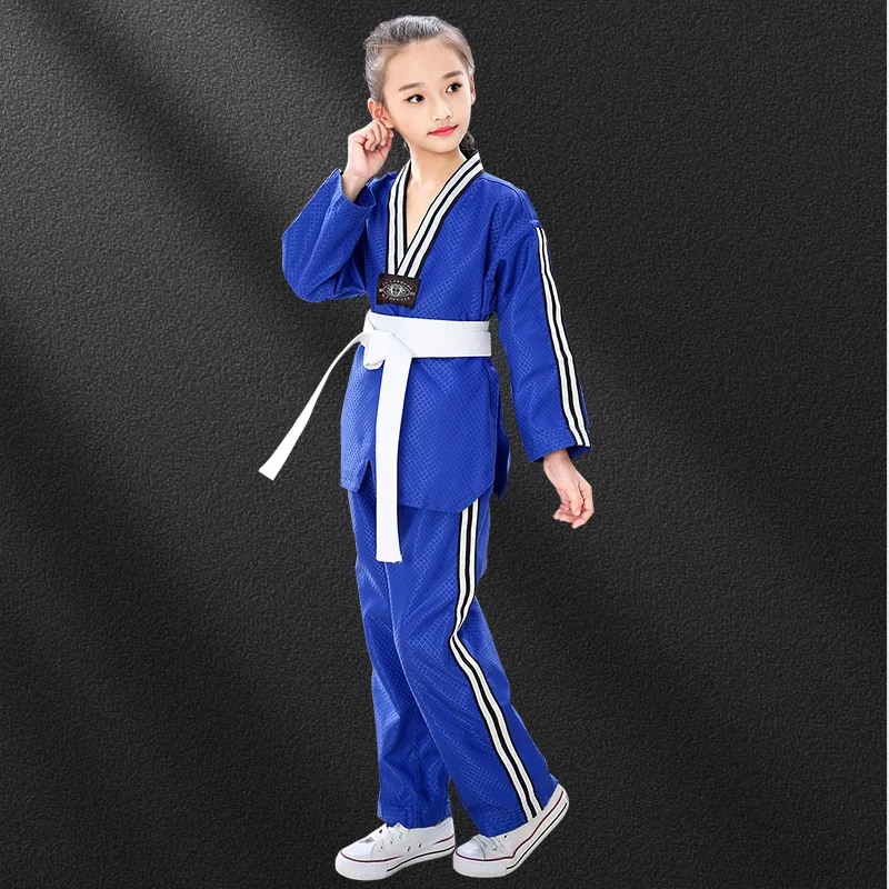 زي التايكوندو طويل الأكمام للرجال والنساء ، طقم قمصان وسراويل TKD ، بدلة تدريب للكاراتيه والجمباز ، مدرب دوبوك ، الكبار والأطفال