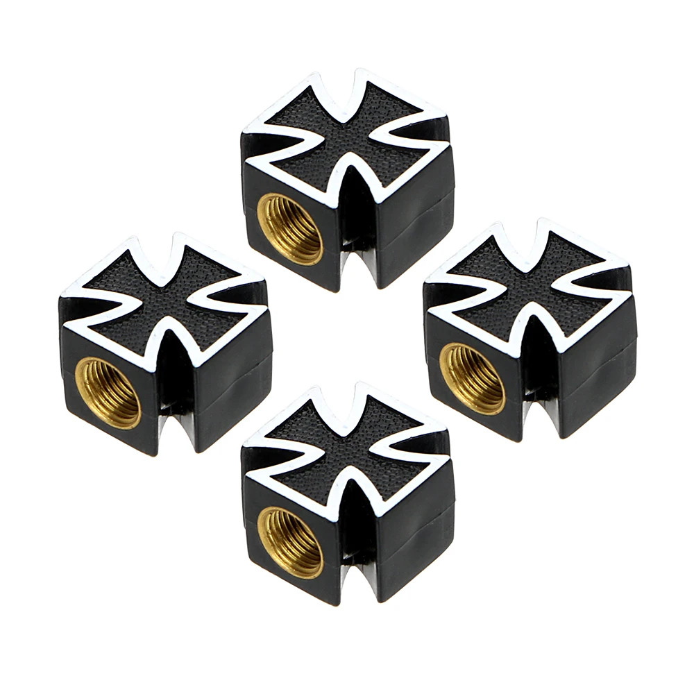 Set of 4 Universal Cross Style Tire Valve Caps