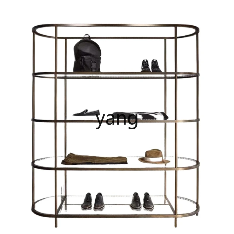 

Yjq Clothing Store Shoe Rack Display Creative Multi-Layer Floor Stainless Steel Women's Clothing Display Stand Shelf