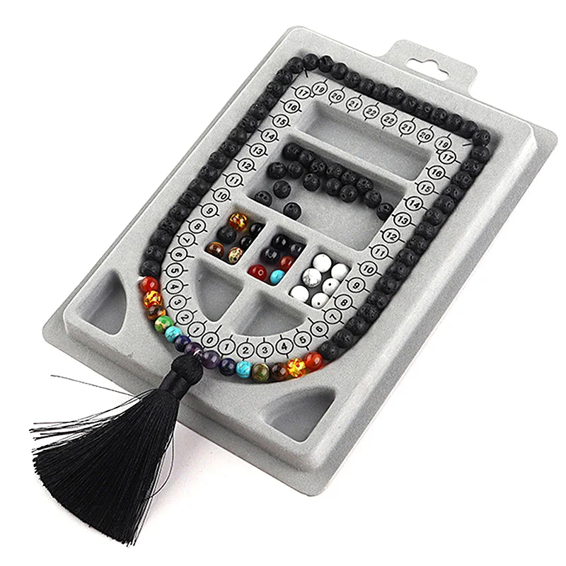 Gray Flocked Bead Board For DIY Bracelet Necklace Beading Jewelry Making Organizer Tray Design Craft Measuring Tool Accessories