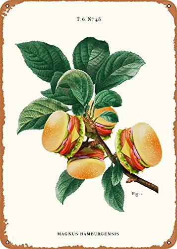 

Винтажный металлический знак с изображением гамбургеров, запатентованные художественные принты, ретро подарок, 8x12 дюймов