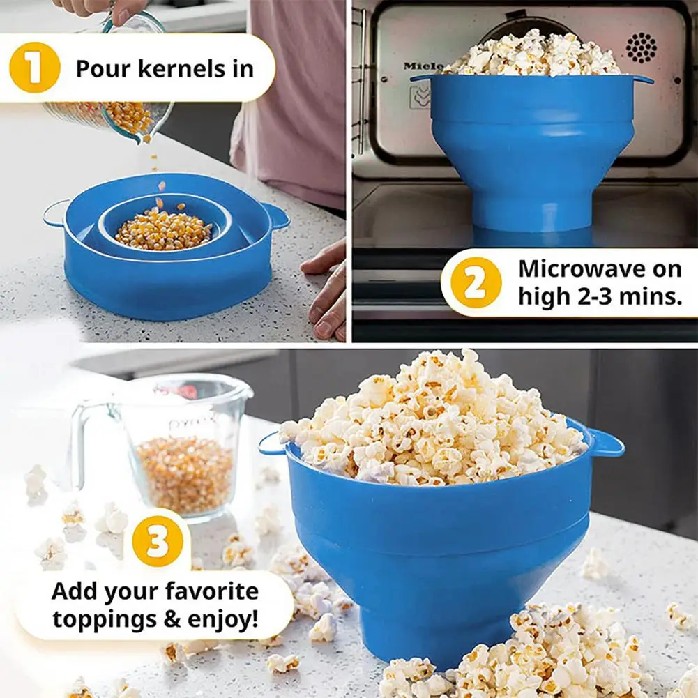 The Original Popco Silicone Microwave Popcorn Popper with Handles Popcorn Maker Collapsible Popcorn Bowl BPA Free and Dishwasher Safe 15 Colors