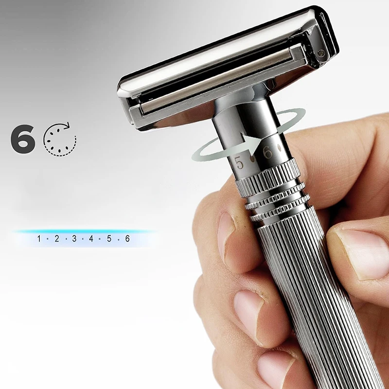 Shavcooo GP200 Glide 2.0 Pro Sicherheitsrasierer 1–6 verstellbarer Rollrasierer für Männer, Bartpflege mit 5, zweischneidiger Klinge – Detail 1