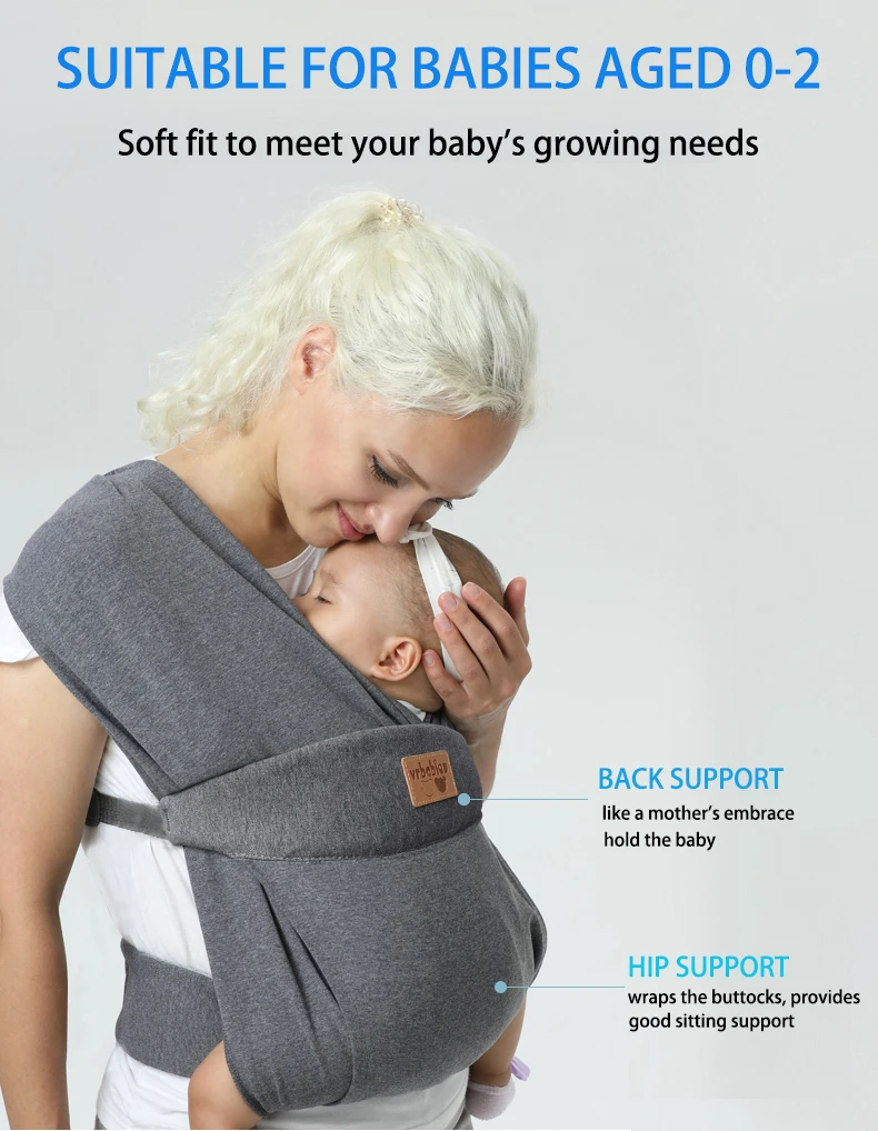CUBY Ergonomic Baby Carrier Sling for Newborns Skin-Friendly Soft  Baby Carrier Wrap Easy Breastfeeding Lightweight Breathable