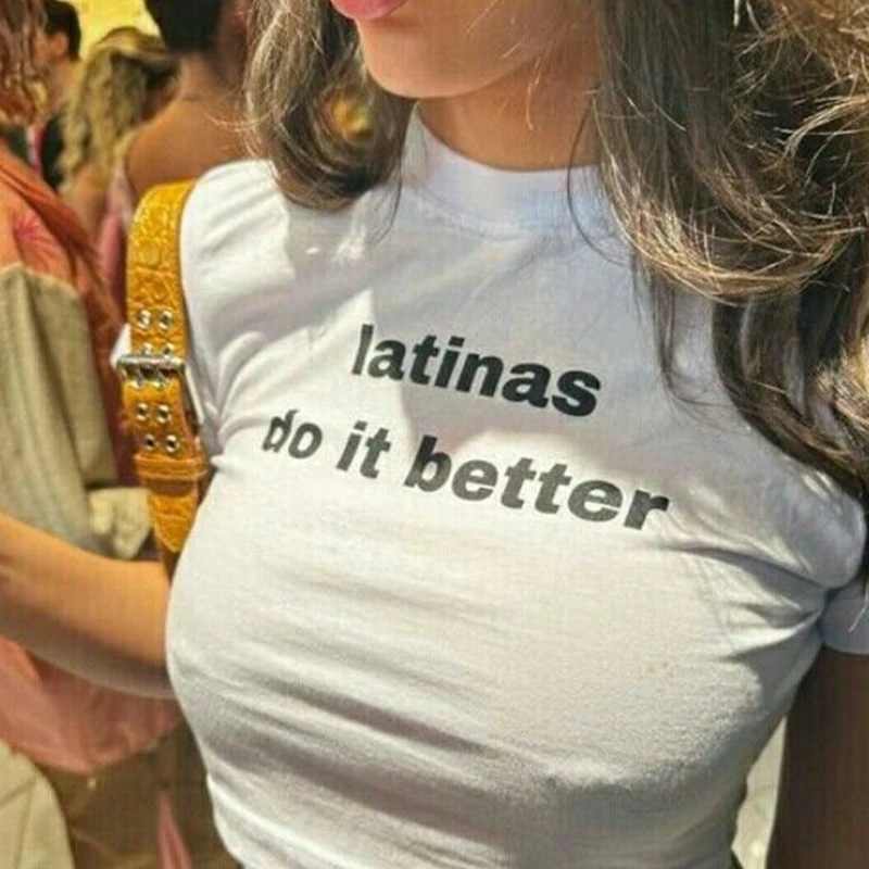 

Latinas Do It Better Women Crop Top Harajuku Camisetas Baby Tee 2000s Grunge Goth Clothes Girl Power Tshirt Feminist T-shirts
