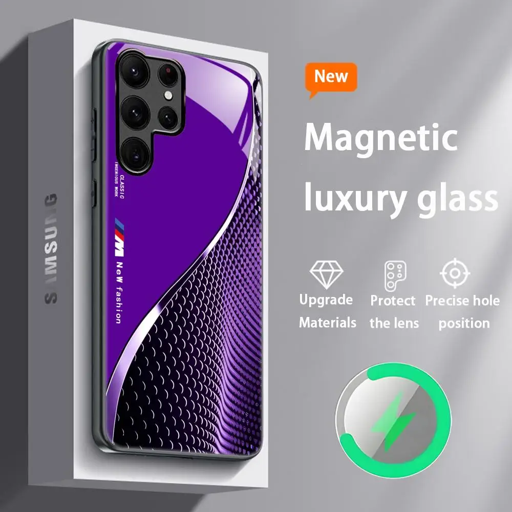 Stylish Blue and Red Magnetic Glass Phone Case - Fashionable Protective Cover