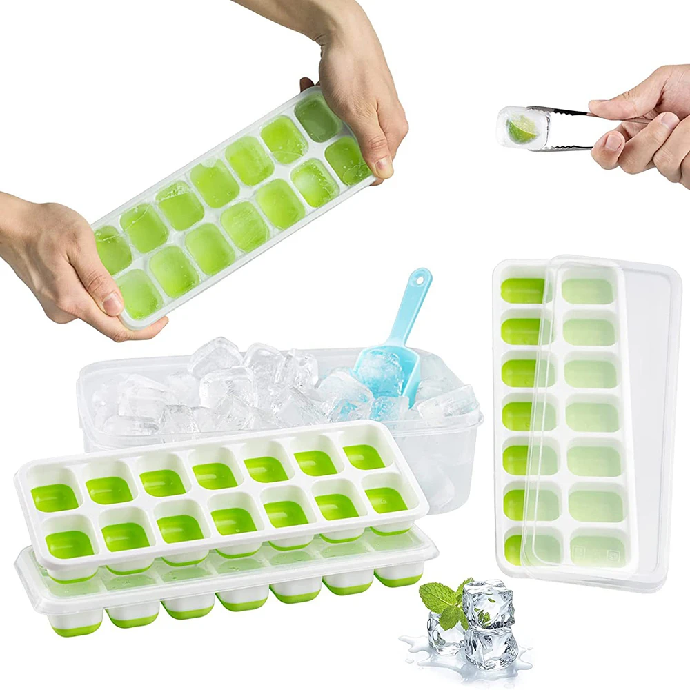 14 Cavity Ice Block Mold With Lid For Household Mini Kitchen Silicone Ice Tray Silicone Ice Mold Ice Box Making Kitchen Tools