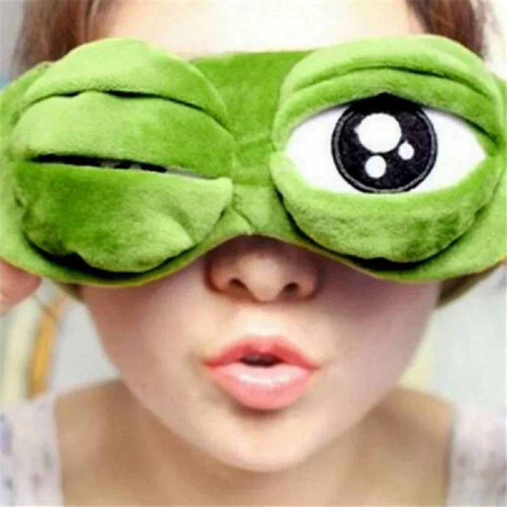 

1PCS Green Frog Cartoon Cute Eyes Cover The Sad 3D Eye Mask Cover Sleeping Rest Sleep Funny Gift for Adult Kids