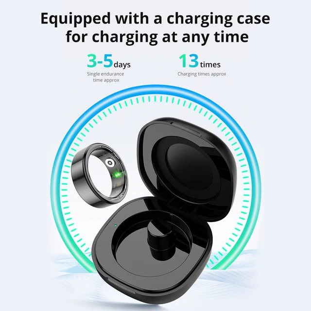 2024 COLMI R02 Smart Ring with Charging Case for Men Women, Battery Life, 39 Days, Health Monitor, 5ATM Waterproof 6