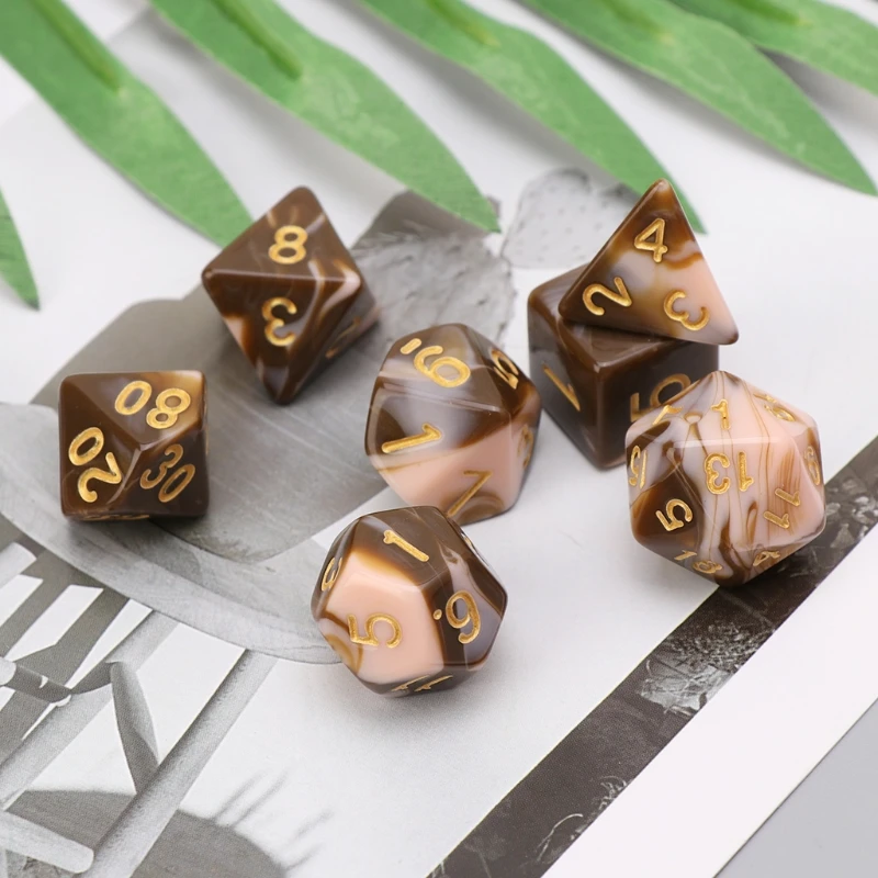 yunyun 7pcs/set Sided D4 D6 D8 D10 D12 D20 For RPG Poly Game