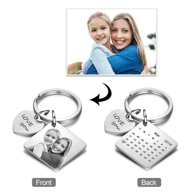 Silver Personalized Photo & Calendar Keychain 1