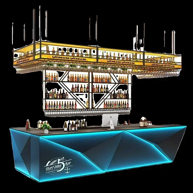 Iron bar bar Internet cafe billiards industrial style cashier corner counter commercial reception desk