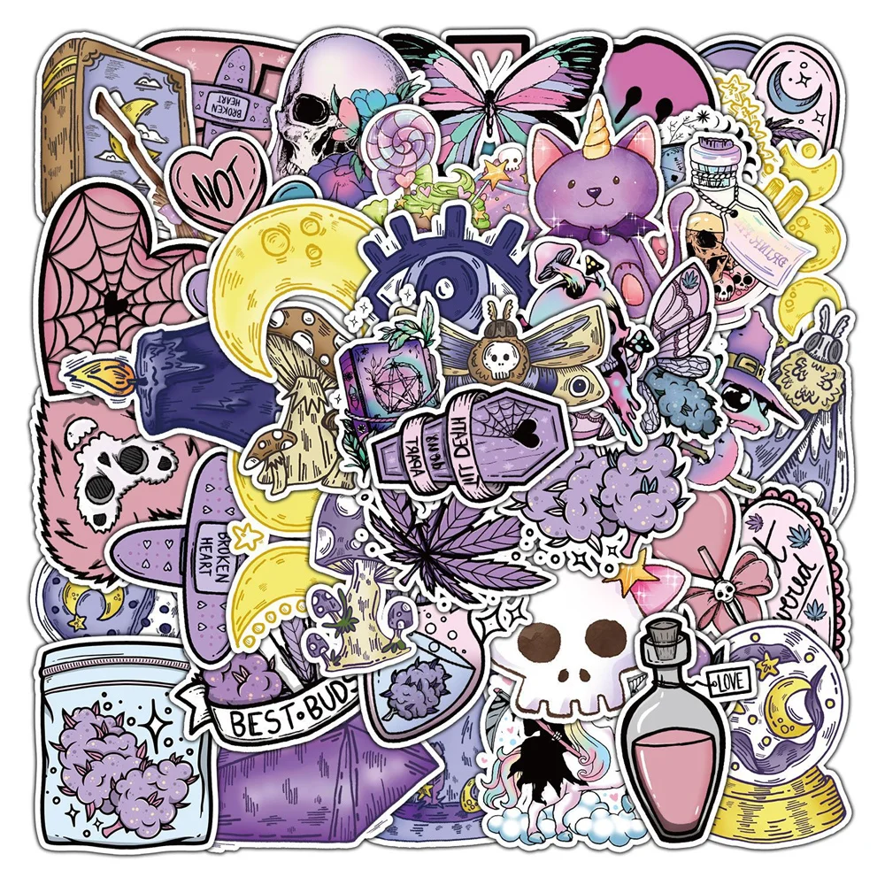 

10/30/50PCS New Witch Sticker Graffiti Cartoon Creative Motorcycle Water Cup Computer Helmet Car Decoration Waterproof Wholesale