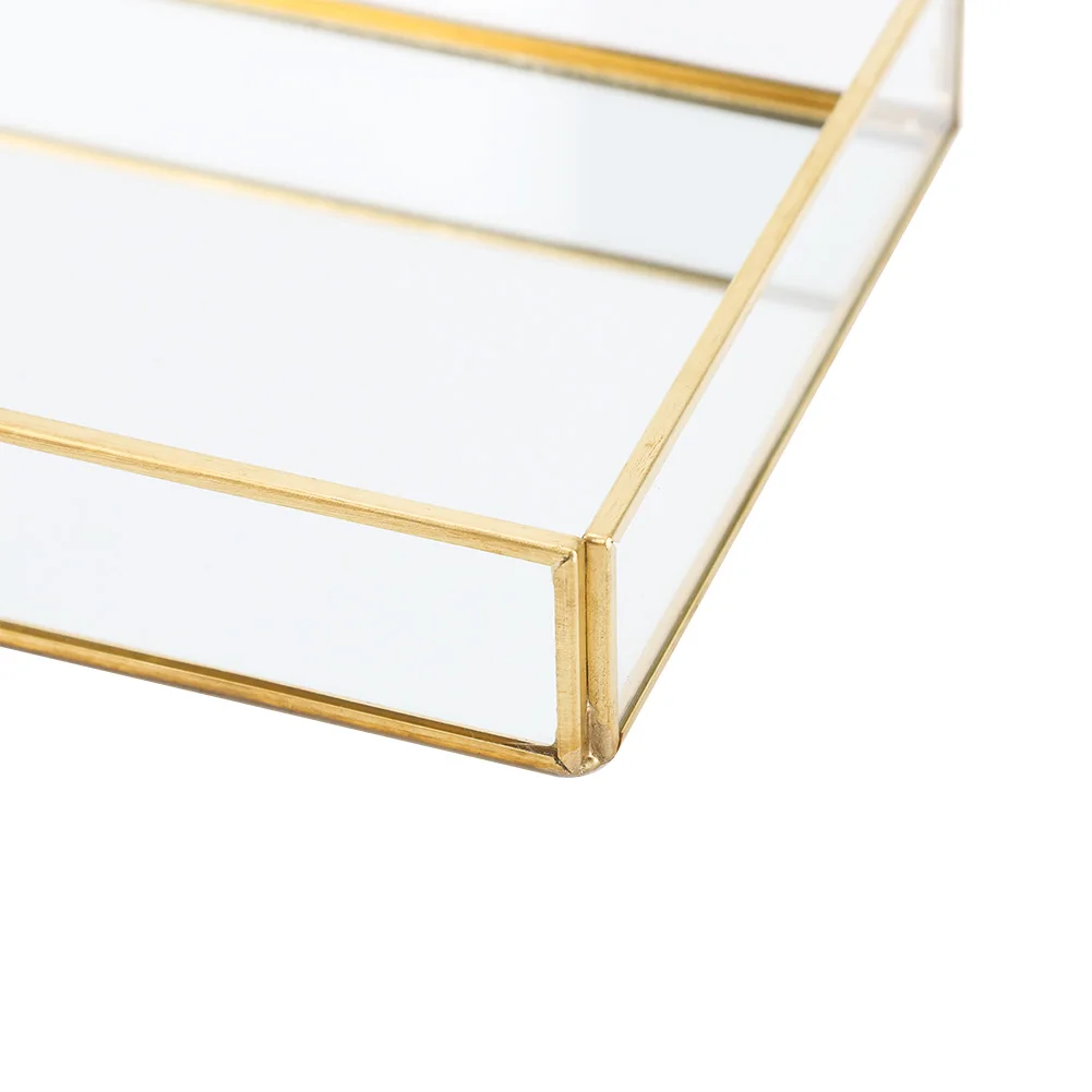Jewelry Display Rack jewelry display rack jewelry storage rack Jewelry Storage Display Tray Brass Glass Vintage Golden For Cosmetics Makeup Storage Box Decorative Organizer Plate