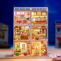 New DIY 3D Puzzle Miniature House Coffee Shop Bookstore Convenience Store Assembly Toy with Light Collection Decoration Gift 1