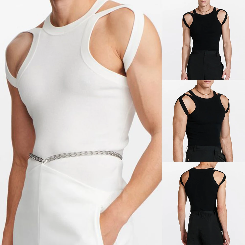 Description Picture 3 of itemVest Mens Tank Muscle Party Regular Sleeveless Slim Fit Solid Tank Tops Undershirt Bodybuilding Clubwear Comfy