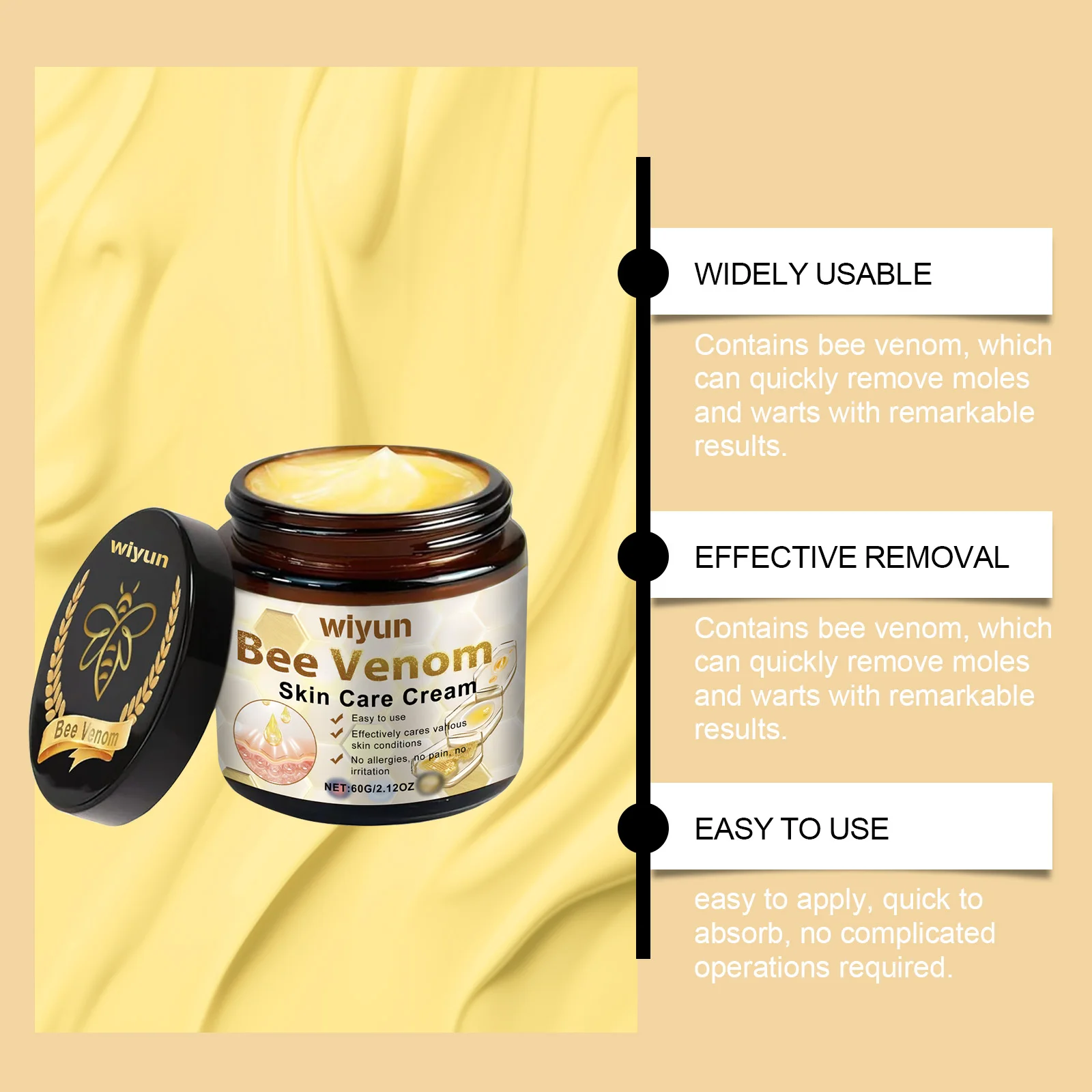 Bee Venom Skin Gentle Skin Cleansing Skin Care Cream Reduce Itchiness Strengthen Barrier Moisturizing Knee Body Massage Cream