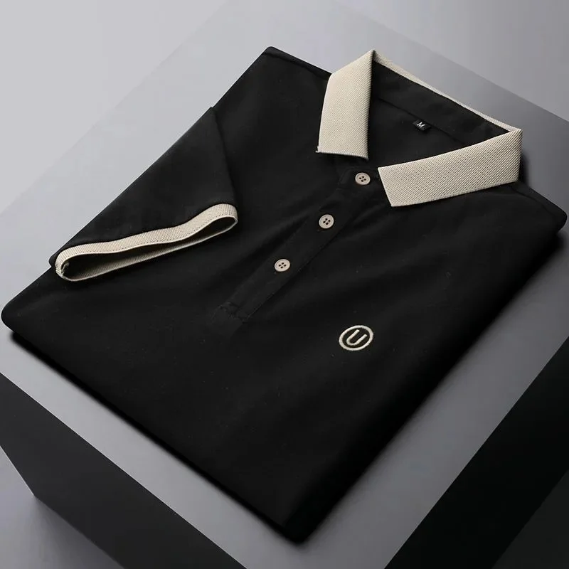 

Luxury Fashion U-shaped Embroidery POLO Shirt Short Sleeve Men's Summer High Quality Mercerized Cotton Paul T-shirt Casual