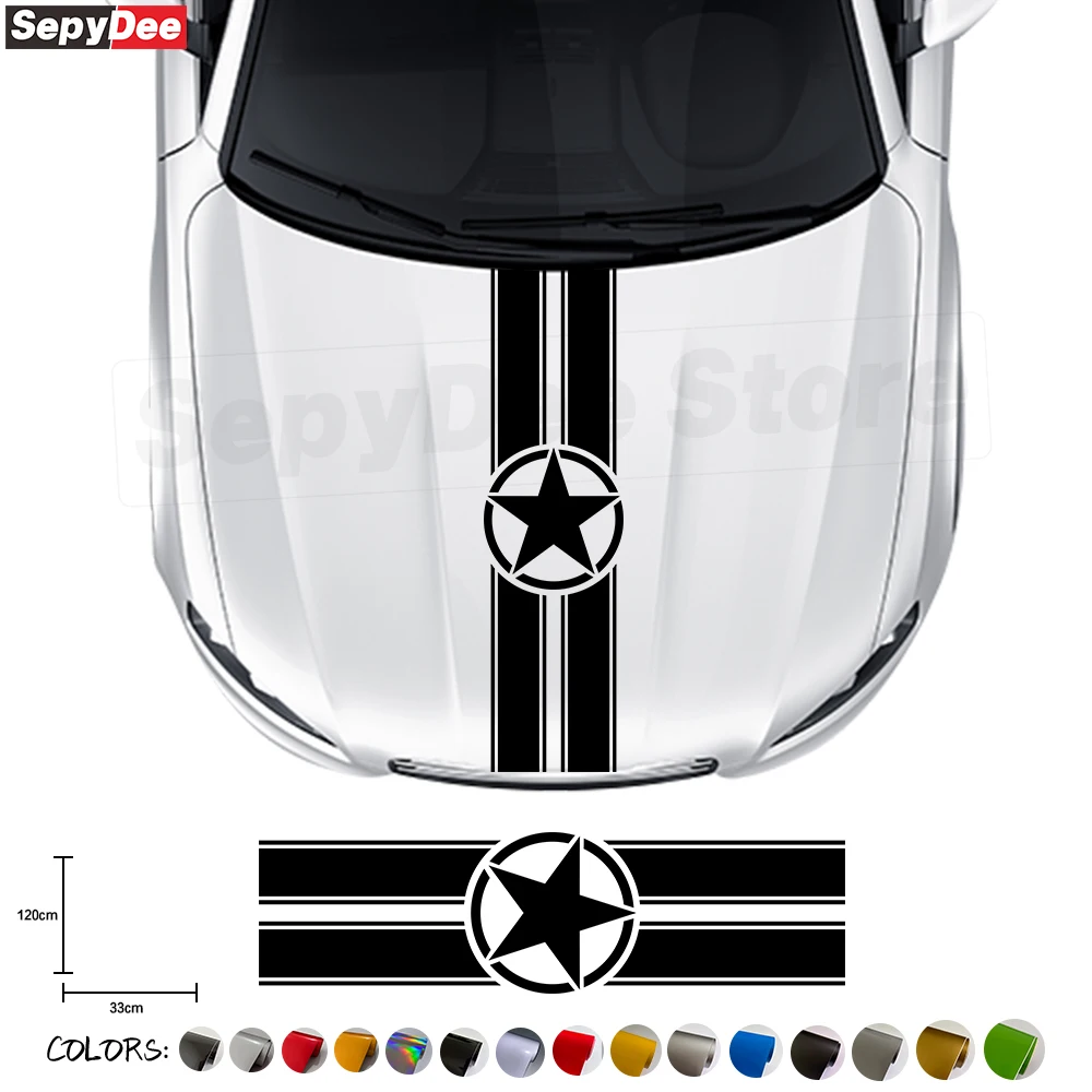

Universal Star Graphics Car Hood Bonnet Stickers Racing Sport Engine Cover Stripe Decor Vinyl Decals Car Tuning Accessories