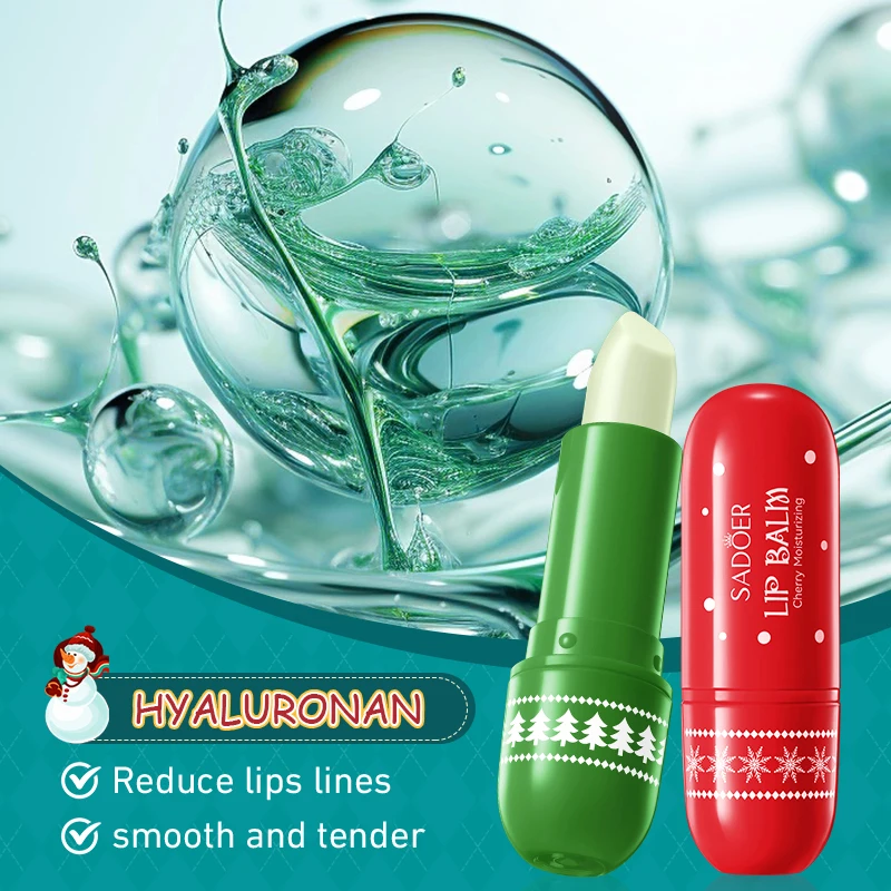 SADOER Christmas Moisturizing Lipstick Anti Wrinkles Hydrating Repair Nourishing Plump Lips Lip Balm Lip Plumper Skin Care