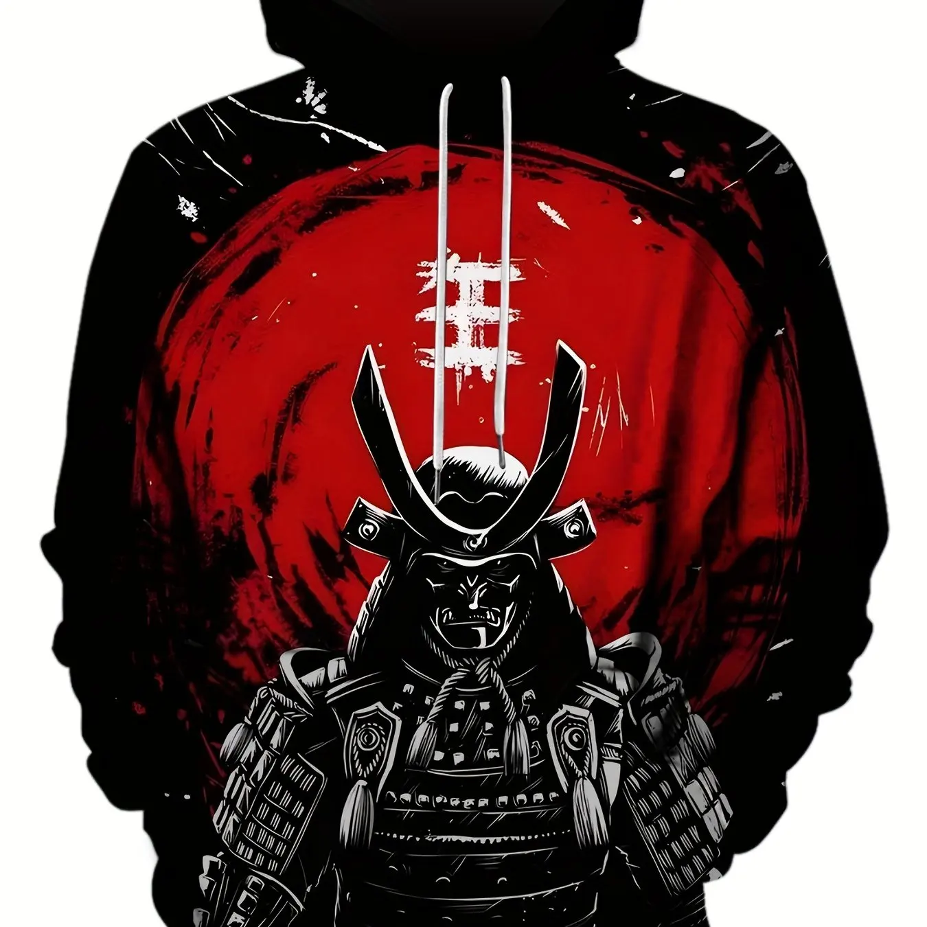 

Толстовка мужская с капюшоном, винтажный свитшот с 3D принтом самурая, пуловер большого размера в стиле Харадзюку, Свитшот в стиле унисекс