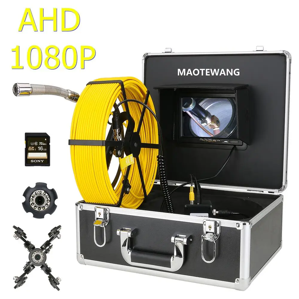 

DVR 7 "AHD 1080P эндоскоп с трубкой и камерой место повреждения канализации и детектор засорения IP68 промышленная эндоскопическая система с 16GB SD