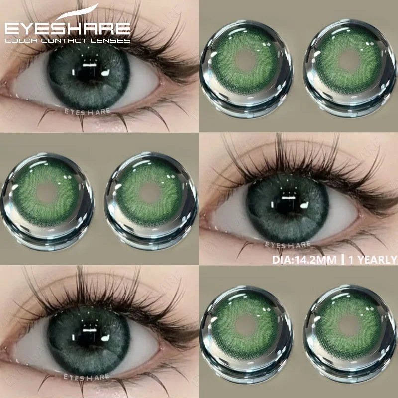 

EYESHARE 1pair New Fashion Color Contact Lenses for Eyes Natural Green Eye Lenses Blue Lenses Yearly Use Eye Lens Color Contacts