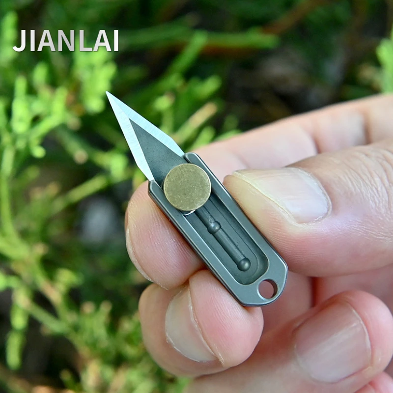 

New Pure Titanium Mini Push Knife Titanium Alloy Sharp Portable Edc Keychain Pendant Unpacking Express Opening