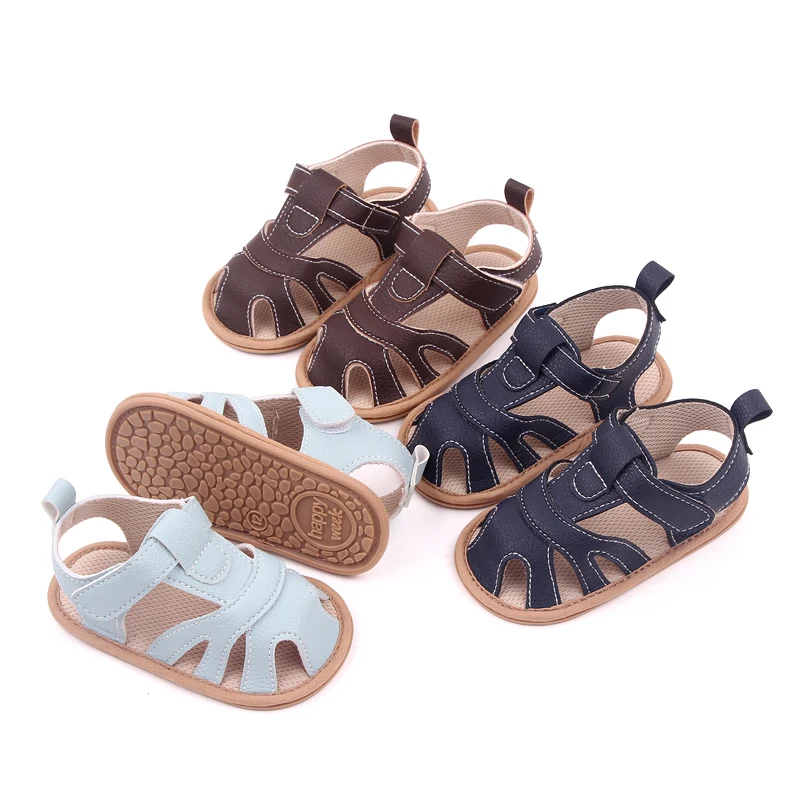 Baby Summer Sandal High Quality TPR Sole Anti-slip Toddler Beach Shoes PU Waterproof for Newborn Boys and Girls 0-9-18 Months 3