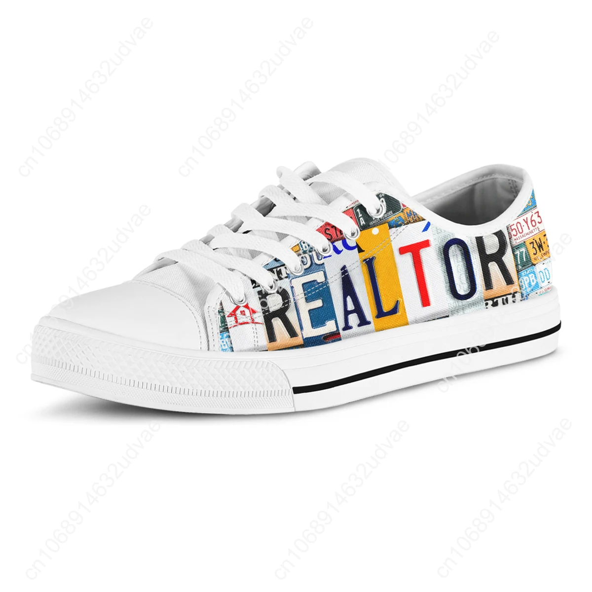 License Plate Realtor Design Ladies Shoes Casual Flats Shoes For Women Low Top Canvas Shoes For Women Brand