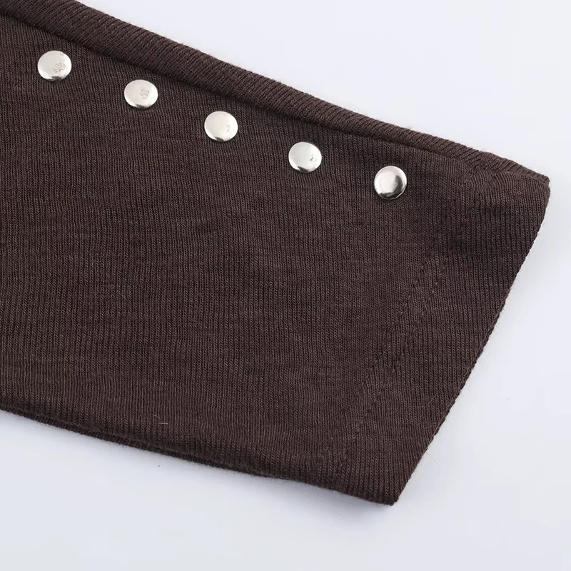 Women's Simple Style T-Shirts Spring Autumn Fashion Rivet Bat Sleeve Short T Shirts for Women Streetwear Long Sleeve Casual Tops