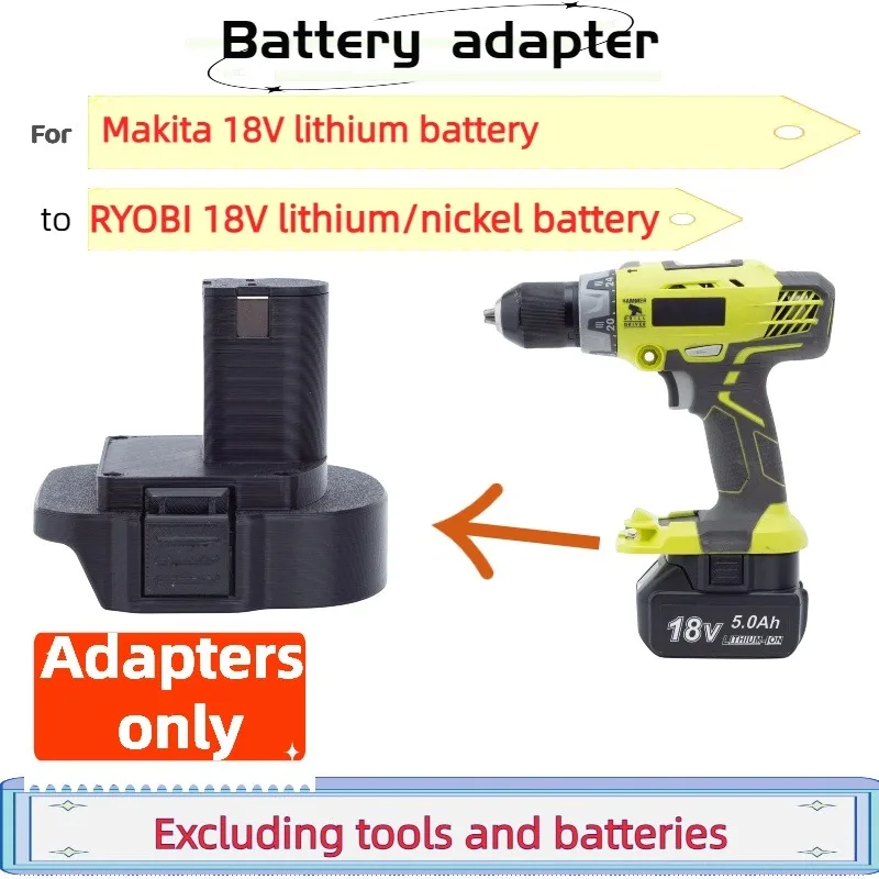 For Makita 18V Lithium Battery Converter To RYOBI 18V Lithium/nickel Battery Cordless Electric Drill Adapter (Only Adapter) strong stainless steel flux thin iron nickel copper galvanized plate 18650 battery electrode plate welding water rosin flux