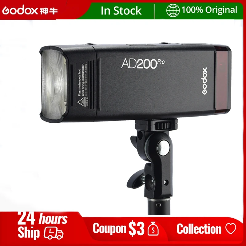 Godox AD200 Pro Outdoor Flash Light 200Ws TTL 2.4G 1/8000 HSS 0.01-1.8s Recycling 2900mAh Battery with Xpro Trigger