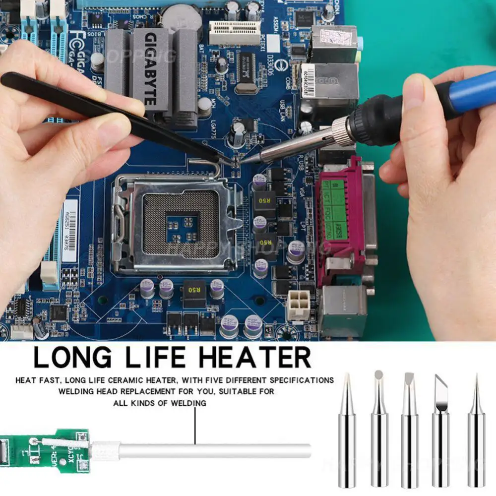 

60W Digital Electric Soldering Iron Kit Temperature Adjustable 220V/110V Welding Tool Ceramic Heater Soldering Tips Rework