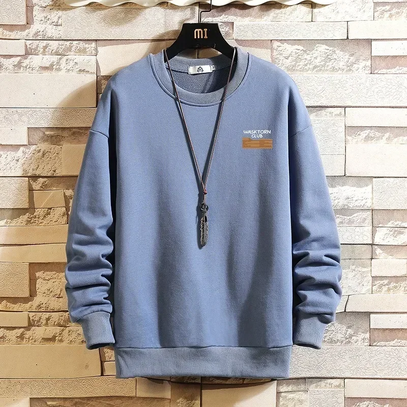 M-5XL! Autumn and Winter Men\'s Casual Pullover New Round Neck Korean Trend Loose Print Long Sleeved Sweater