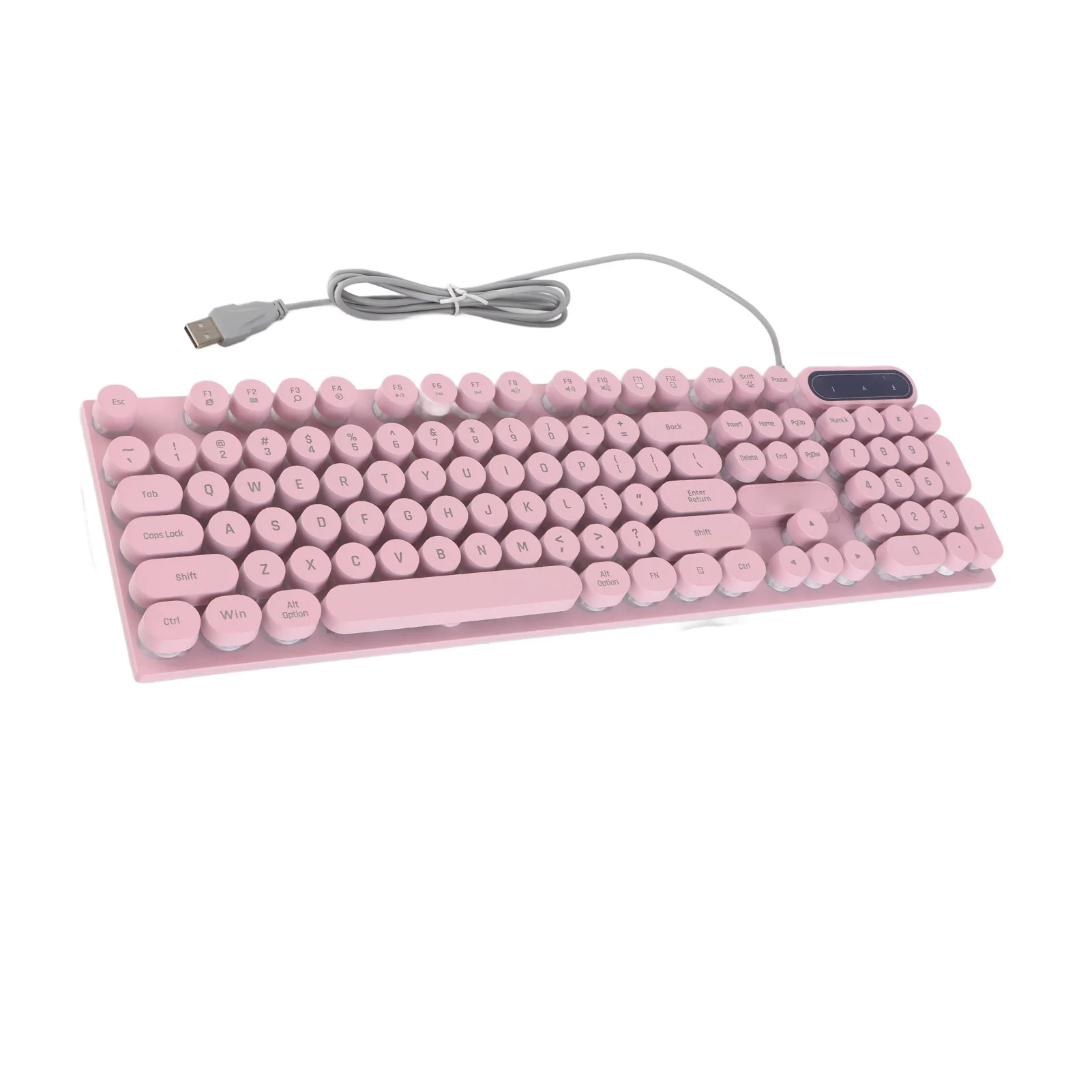 1Pc 게임용 키보드 USB 라운드 104 키캡 백라이트 인체공학적 접이식 다리 멀티미디어 키 데스크탑 노트북용 유선 키보드