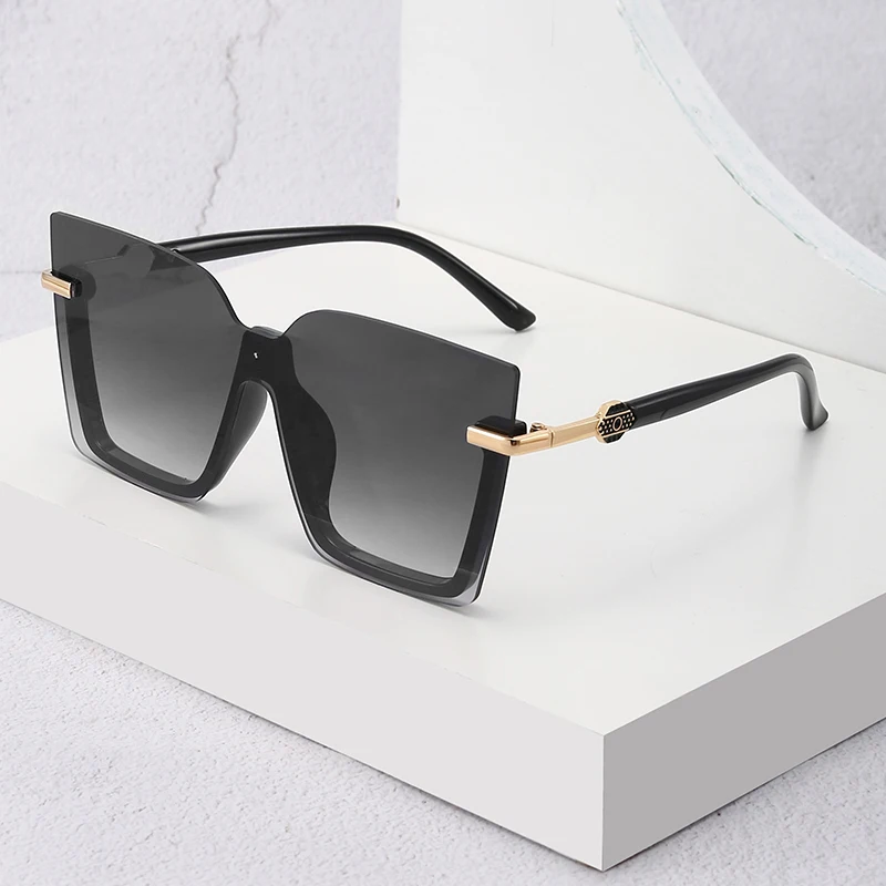 Damen Herren Sonnenbrille Streetwear mit großem Rahmen Brillen brille mit eckigen, einteiligen Sonnenbrillen – Detail 1