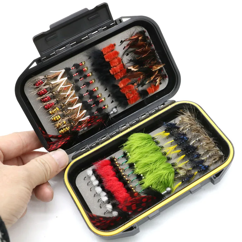 

Fly Fishing Flies Kit, Handmade Fly Fishing Gear With Dry/Wet Flies, Streamers, Fly Assortment Trout Bass Fishing With Box