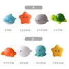 Cute Animal Bath Toy Swimming Water LED Light Up Ocean Sea Animal Set Flashing Floating Bathtub Toys for Baby Infant Kid Toddler 6