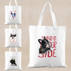 Canvas Shopping Bags Dogs Printing Tote Bags Shopper Shoulder Bag Harajuku Fashion Hand Bags Women Reusable Eco Bag Sundries Bag