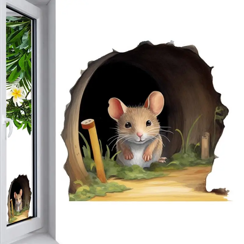 

Cute Little Mouse Wall Sticker For Kids Living Room Home Decoration Mural Bedroom Wallpaper Removable Cartoon Funny Rats Decals