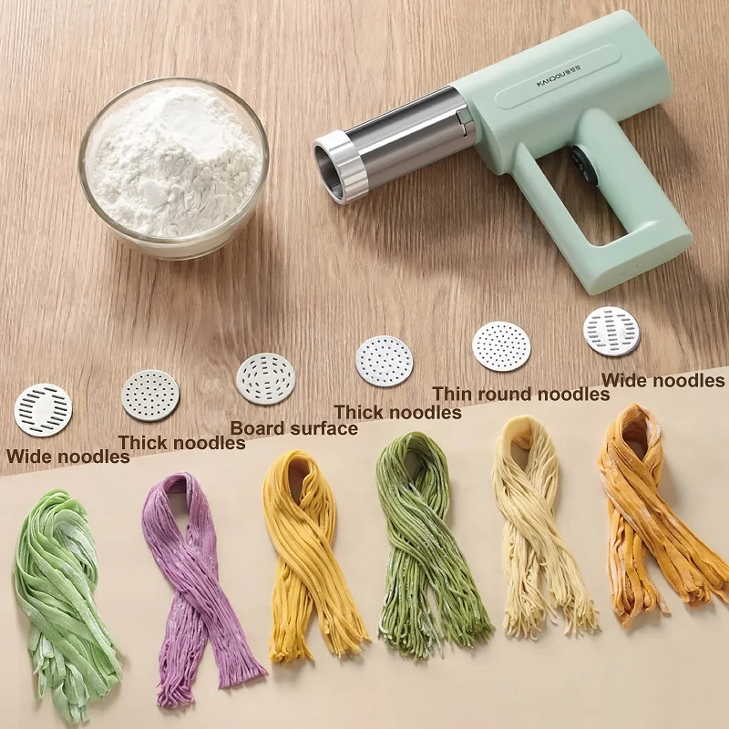 50W Home Noodle Machine Wireless Handheld Electric Noodle Gun Machine Portable Automatic Dough Pressing 4/6 Molds