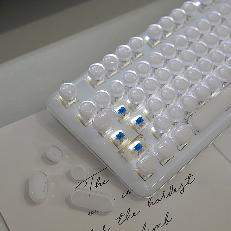 Teclado Mecânico Gaming Transparente, Teclado Backlit Branco,
