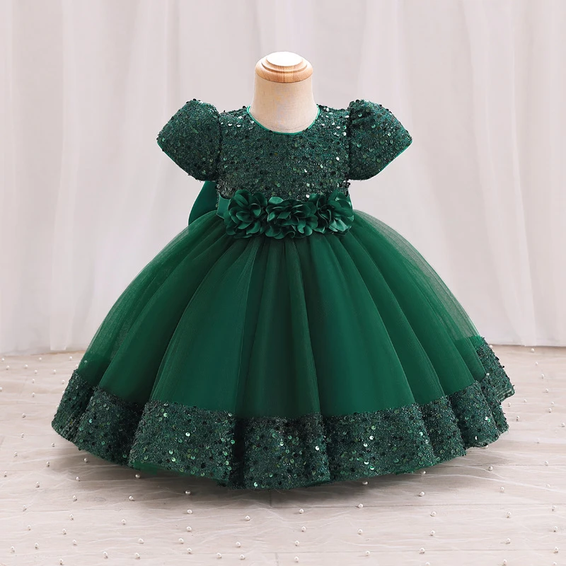 Big Bow Gold Sequins Party Baby Girls Dress Toddler Tutu Lace 1st Birthday Princess Dresses For Girl Wedding Prom Christmas Gown girls dress baby girl dress